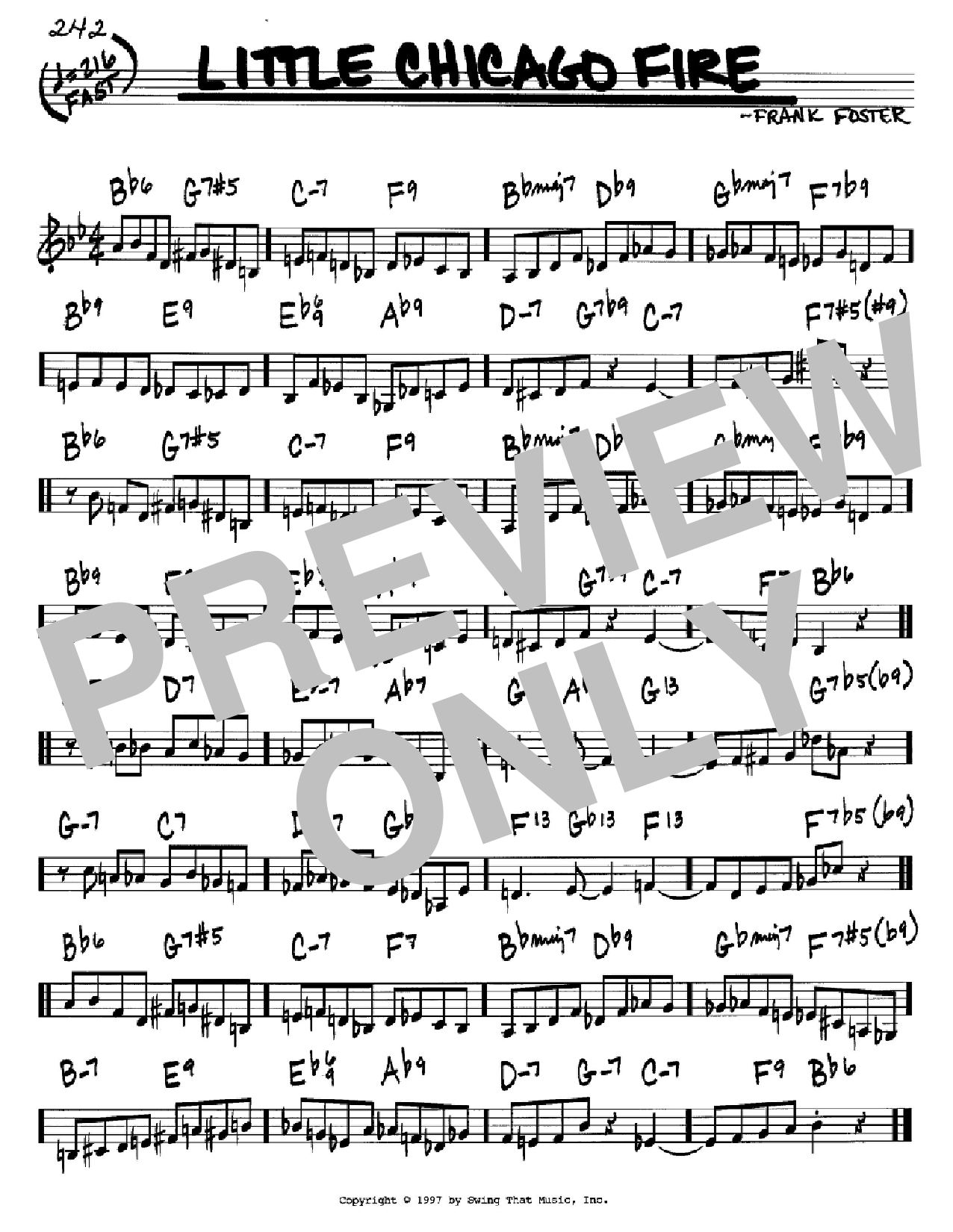 Download Frank Foster Little Chicago Fire Sheet Music and learn how to play Real Book – Melody & Chords – C Instruments PDF digital score in minutes