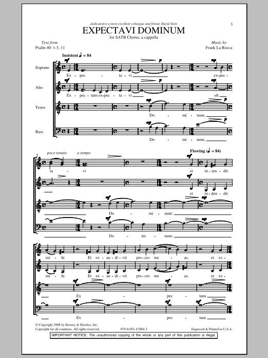 Download Frank La Rocca Expectavi Dominum Sheet Music and learn how to play SATB PDF digital score in minutes