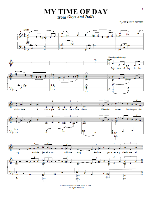 Download Frank Loesser My Time Of Day Sheet Music and learn how to play Piano, Vocal & Guitar (Right-Hand Melody) PDF digital score in minutes