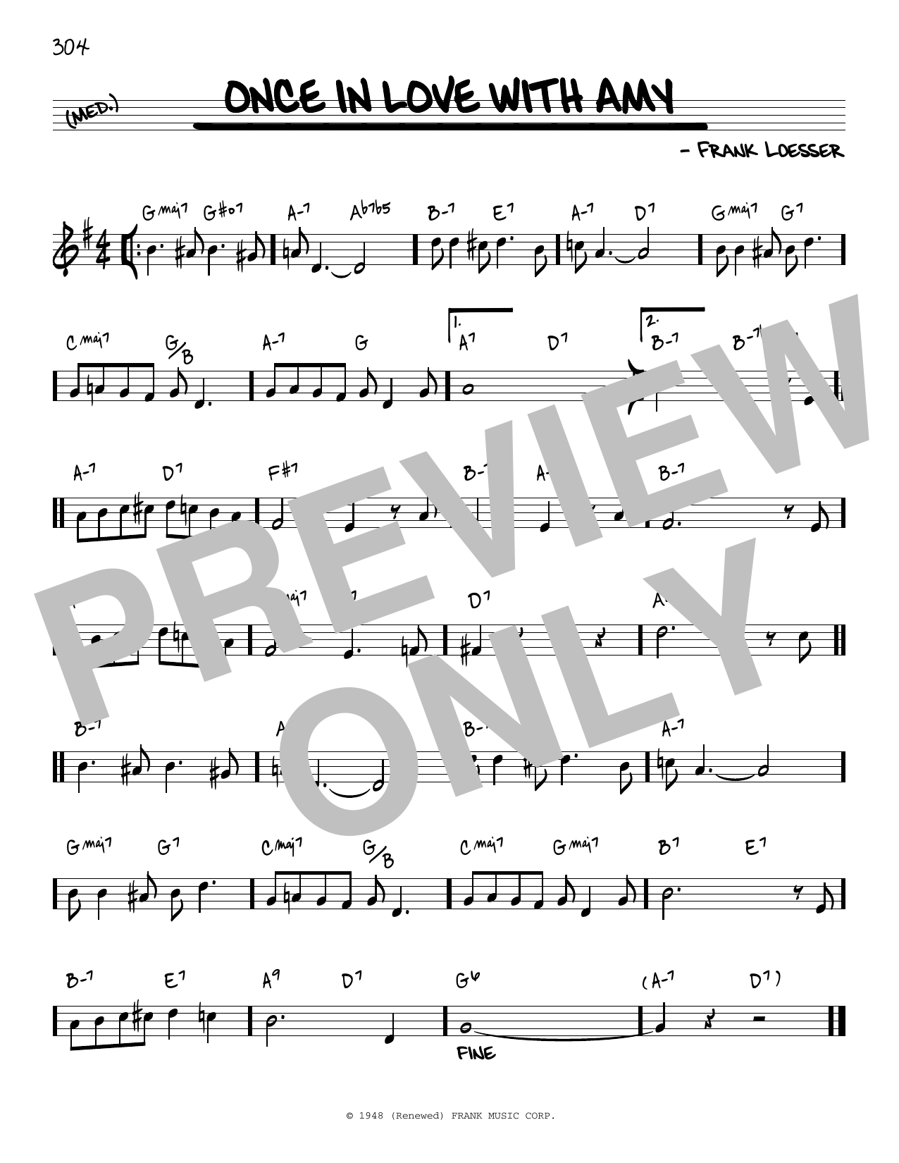 Download Frank Loesser Once In Love With Amy [Reharmonized version] (arr. Jack Grassel) Sheet Music and learn how to play Real Book – Melody & Chords PDF digital score in minutes