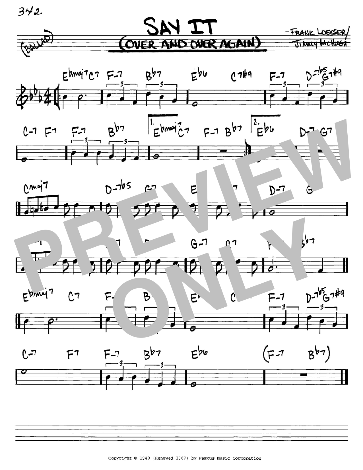 Download Frank Loesser Say It (Over And Over Again) Sheet Music and learn how to play Piano, Vocal & Guitar Chords (Right-Hand Melody) PDF digital score in minutes