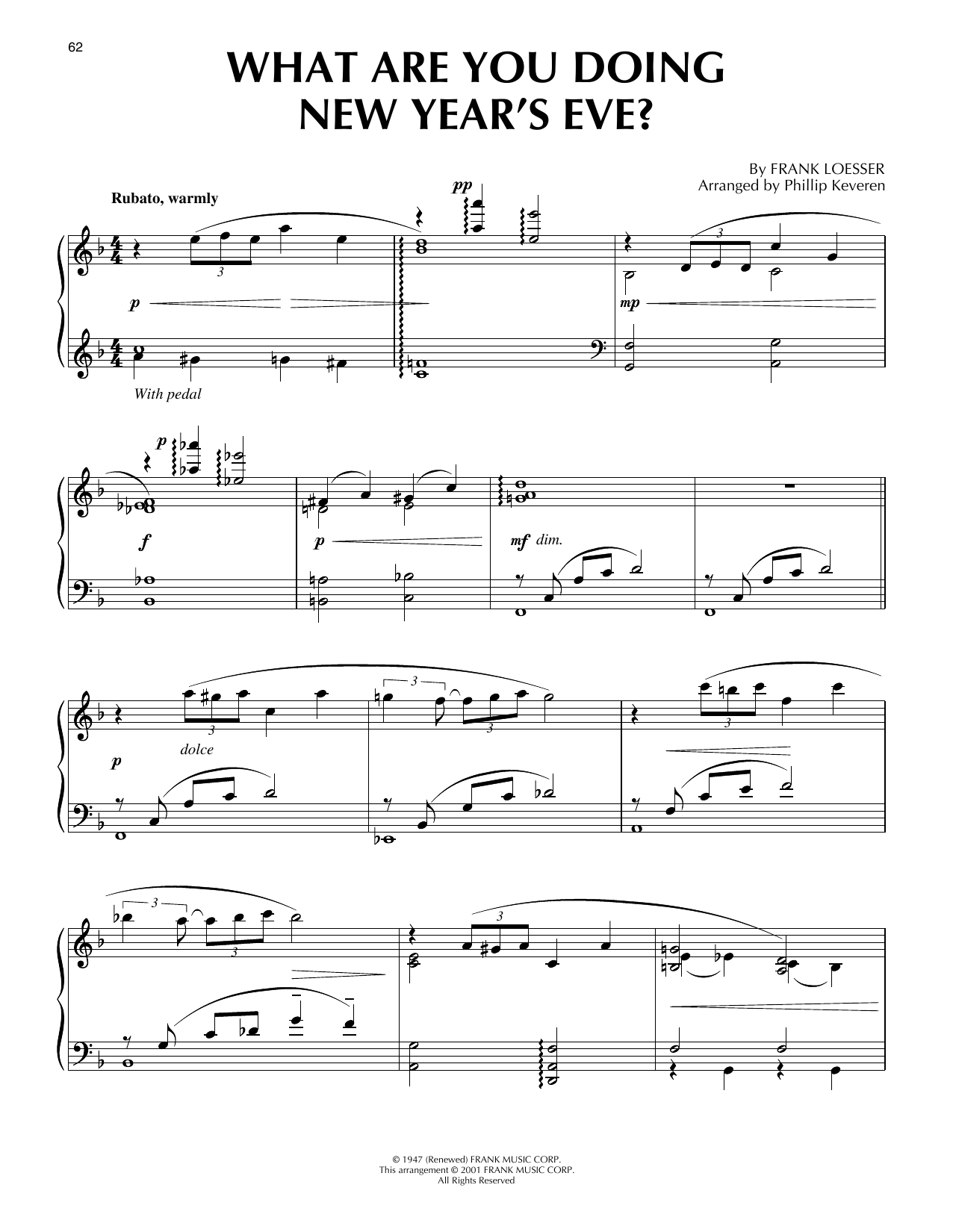 Download Frank Loesser What Are You Doing New Year's Eve? [Jazz version] (arr. Phillip Keveren) Sheet Music and learn how to play Piano Solo PDF digital score in minutes