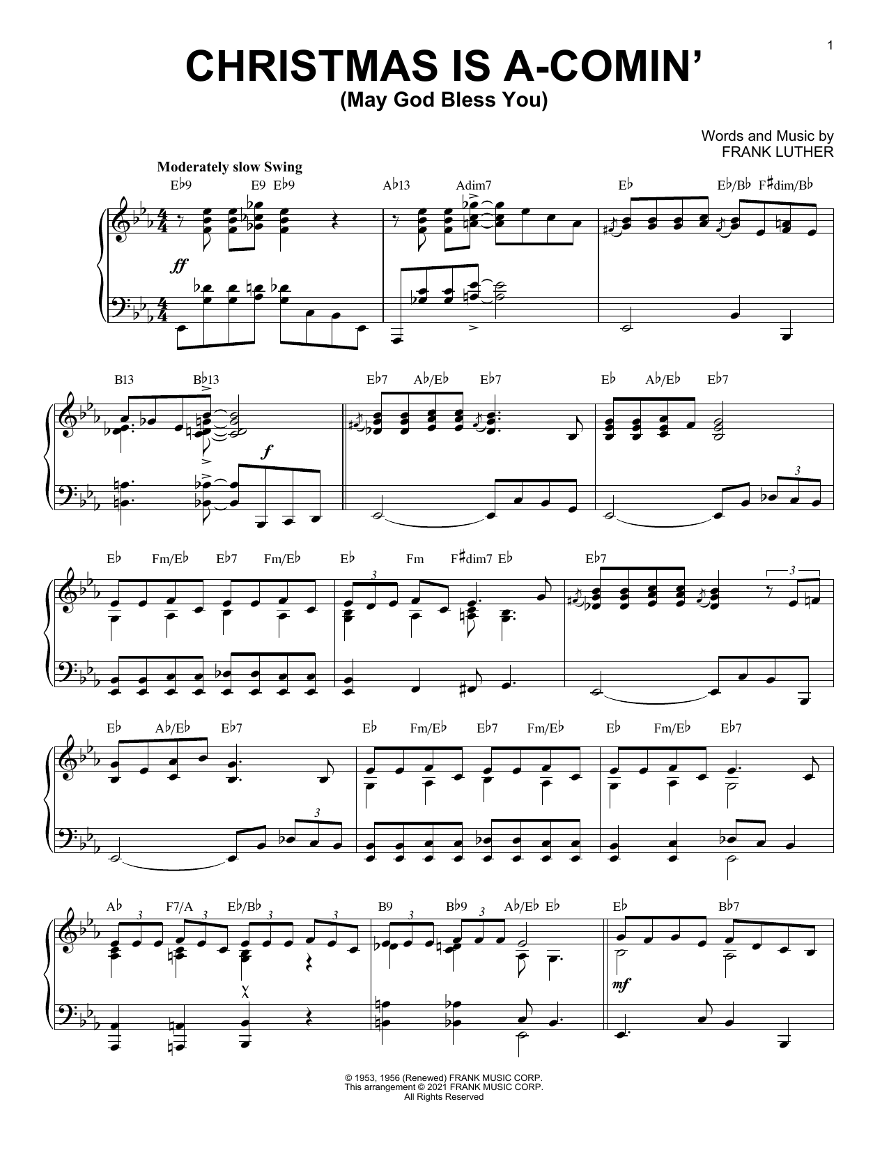 Download Frank Luther Christmas Is A-Comin' (May God Bless You) [Jazz version] (arr. Brent Edstrom) Sheet Music and learn how to play Piano Solo PDF digital score in minutes