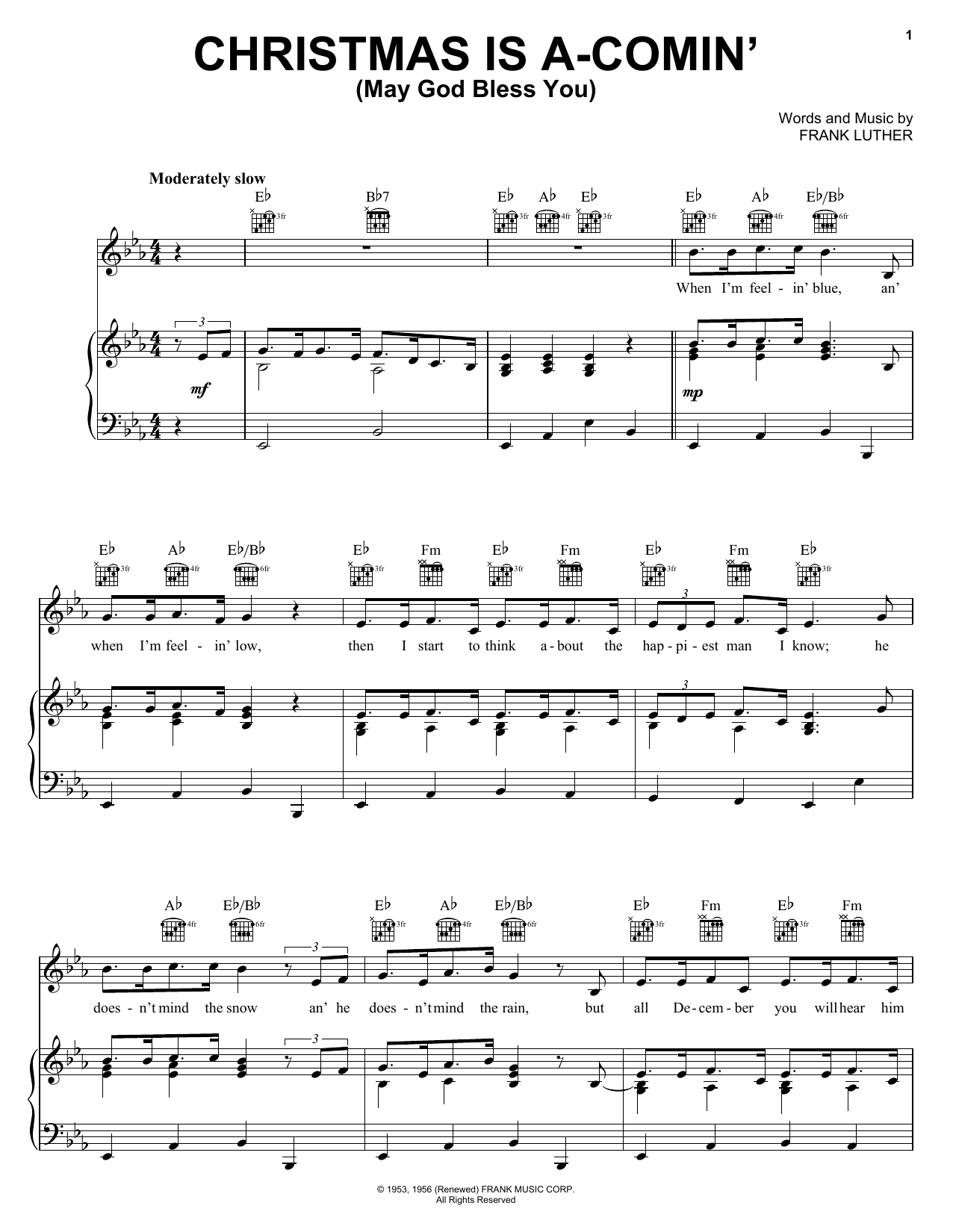 Download Frank Luther Christmas Is A-Comin' (May God Bless You) Sheet Music and learn how to play Violin PDF digital score in minutes