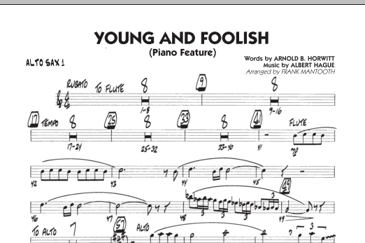 Download Frank Mantooth Young And Foolish - Alto Sax 1 Sheet Music and learn how to play Jazz Ensemble PDF digital score in minutes