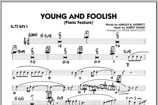 Download Frank Mantooth Young And Foolish - Alto Sax 2 Sheet Music and learn how to play Jazz Ensemble PDF digital score in minutes
