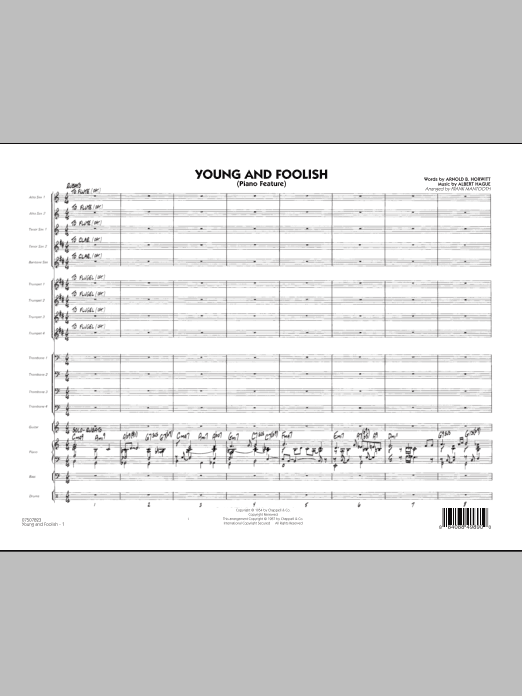 Download Frank Mantooth Young And Foolish - Full Score Sheet Music and learn how to play Jazz Ensemble PDF digital score in minutes