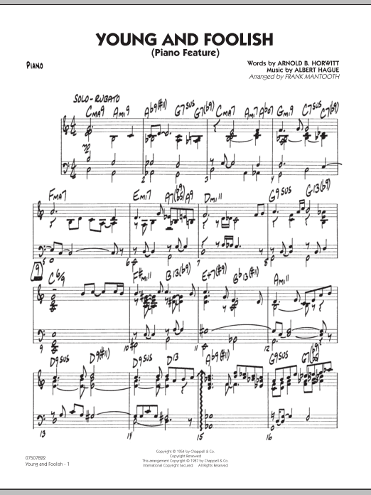 Download Frank Mantooth Young And Foolish - Piano Sheet Music and learn how to play Jazz Ensemble PDF digital score in minutes