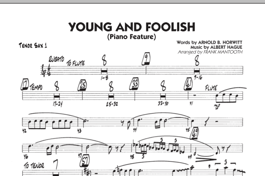 Download Frank Mantooth Young And Foolish - Tenor Sax 1 Sheet Music and learn how to play Jazz Ensemble PDF digital score in minutes