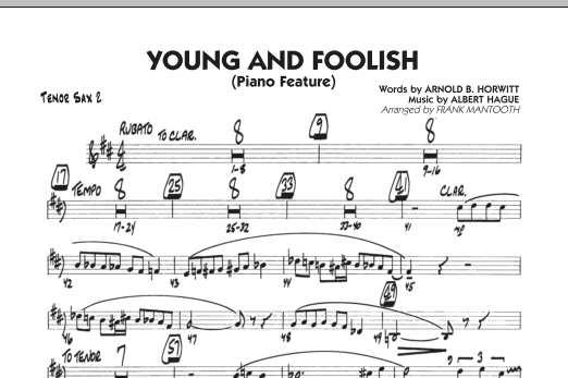 Download Frank Mantooth Young And Foolish - Tenor Sax 2 Sheet Music and learn how to play Jazz Ensemble PDF digital score in minutes