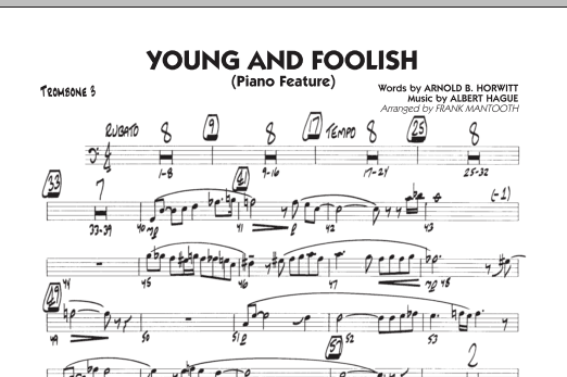 Download Frank Mantooth Young And Foolish - Trombone 3 Sheet Music and learn how to play Jazz Ensemble PDF digital score in minutes