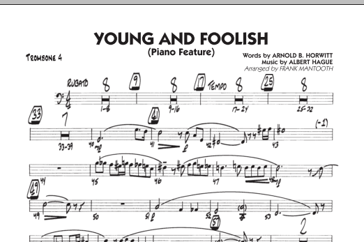 Download Frank Mantooth Young And Foolish - Trombone 4 Sheet Music and learn how to play Jazz Ensemble PDF digital score in minutes
