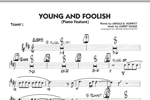 Download Frank Mantooth Young And Foolish - Trumpet 1 Sheet Music and learn how to play Jazz Ensemble PDF digital score in minutes