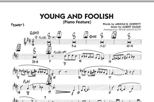 Download Frank Mantooth Young And Foolish - Trumpet 3 Sheet Music and learn how to play Jazz Ensemble PDF digital score in minutes