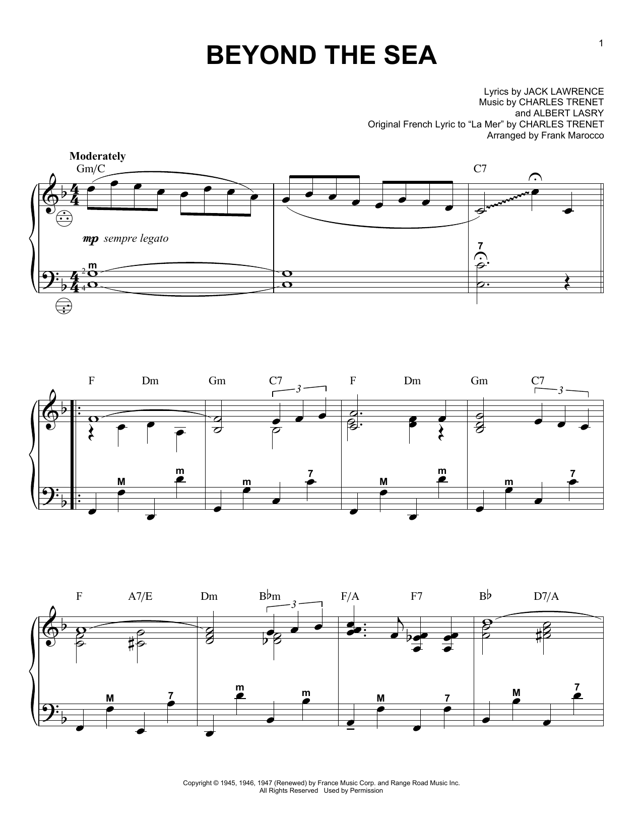 Download Frank Marocco Beyond The Sea Sheet Music and learn how to play Accordion PDF digital score in minutes