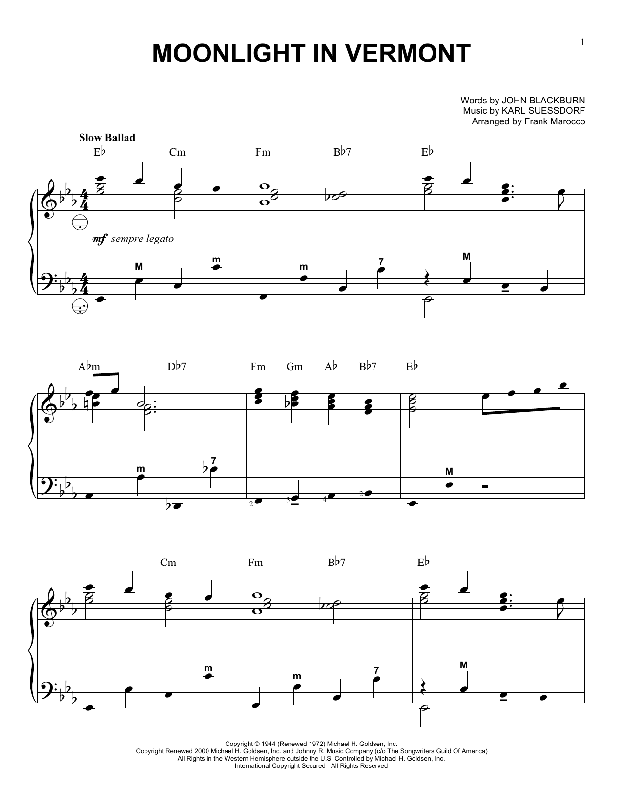 Download Frank Marocco Moonlight In Vermont Sheet Music and learn how to play Accordion PDF digital score in minutes