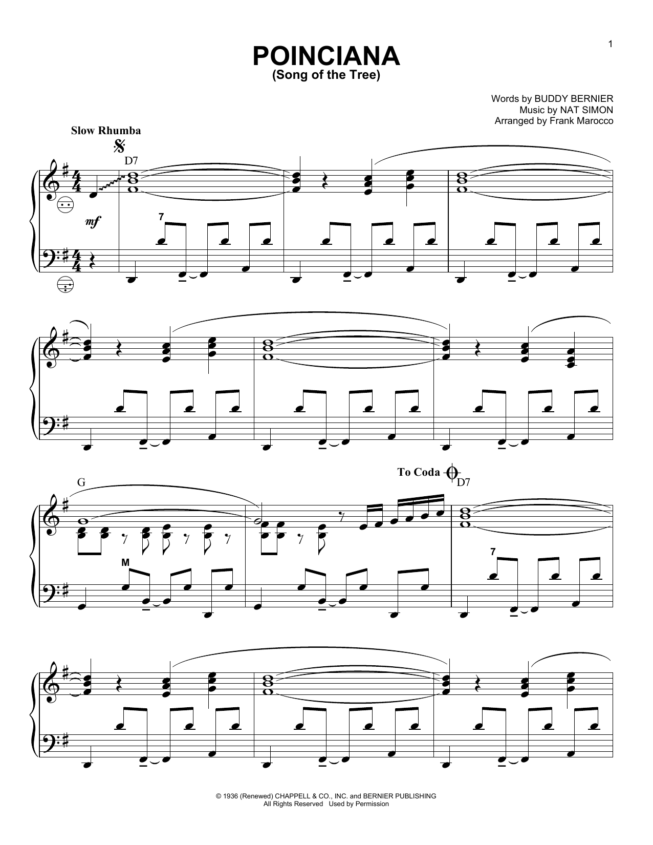 Download Frank Marocco Poinciana (Song Of The Tree) Sheet Music and learn how to play Accordion PDF digital score in minutes