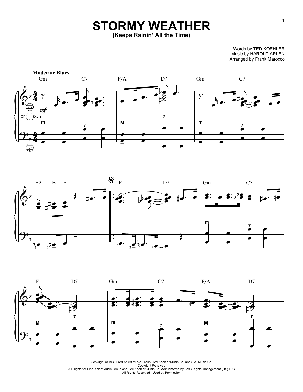 Download Frank Marocco Stormy Weather (Keeps Rainin' All The Time) Sheet Music and learn how to play Accordion PDF digital score in minutes