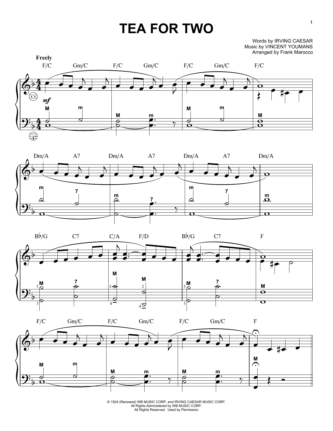 Download Frank Marocco Tea For Two Sheet Music and learn how to play Accordion PDF digital score in minutes