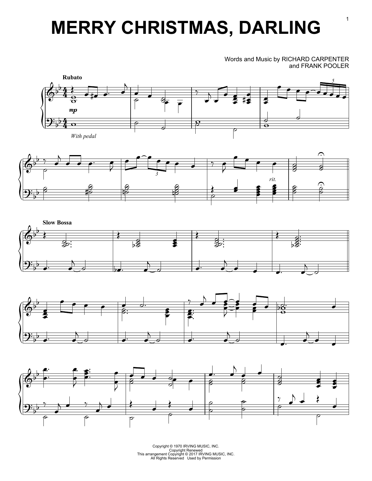 Download Frank Pooler Merry Christmas, Darling Sheet Music and learn how to play Piano PDF digital score in minutes