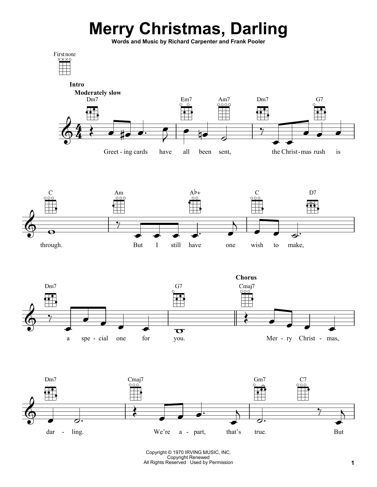 Download Frank Pooler Merry Christmas, Darling Sheet Music and learn how to play Super Easy Piano PDF digital score in minutes