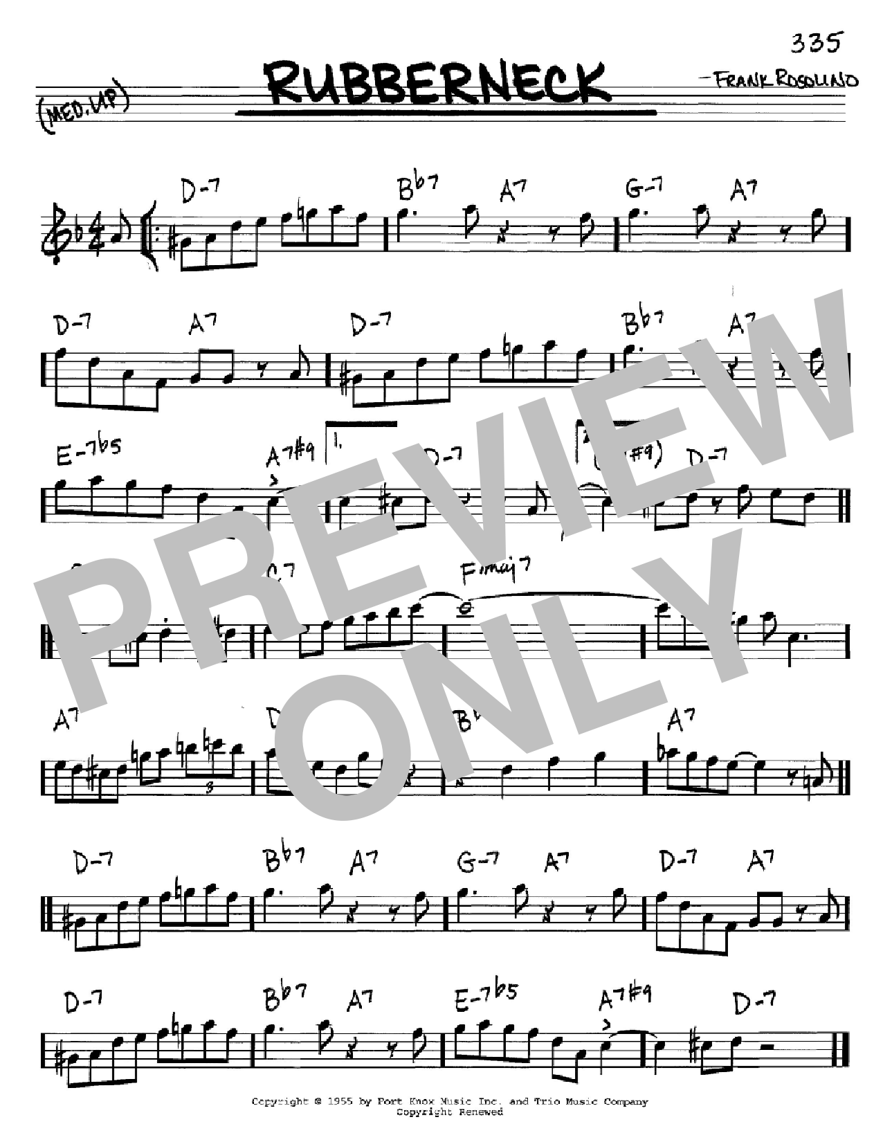 Download Frank Rosolino Rubberneck Sheet Music and learn how to play Real Book - Melody & Chords - C Instruments PDF digital score in minutes