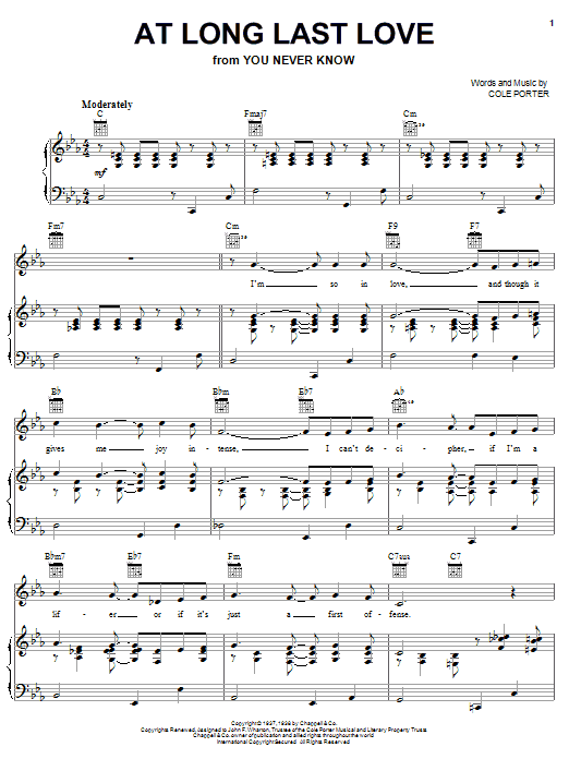 Download Frank Sinatra At Long Last Love Sheet Music and learn how to play Piano, Vocal & Guitar (Right-Hand Melody) PDF digital score in minutes