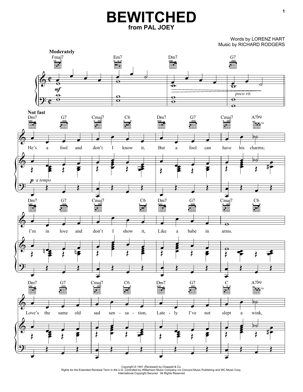 Download Frank Sinatra Bewitched Sheet Music and learn how to play Piano, Vocal & Guitar (Right-Hand Melody) PDF digital score in minutes