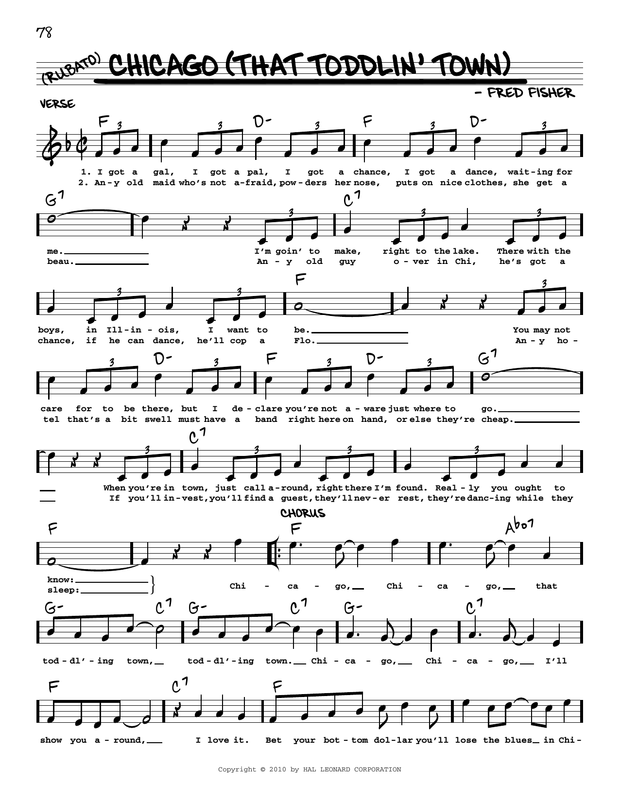Download Frank Sinatra Chicago (That Toddlin' Town) (arr. Robert Rawlins) Sheet Music and learn how to play Real Book – Melody, Lyrics & Chords PDF digital score in minutes