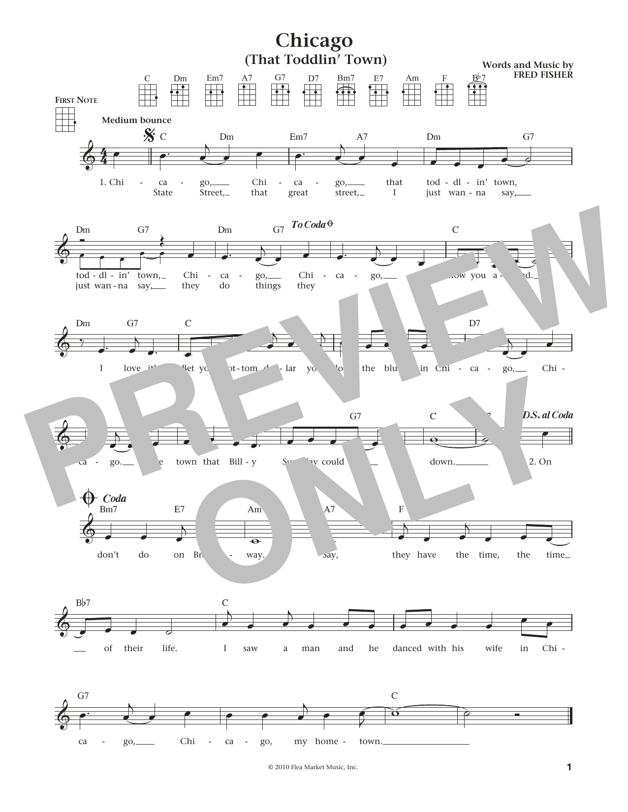 Download Frank Sinatra Chicago (That Toddlin' Town) Sheet Music and learn how to play Ukulele PDF digital score in minutes