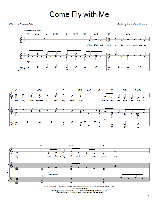 Download Michael Buble Come Fly With Me Sheet Music and learn how to play Piano, Vocal & Guitar (Right-Hand Melody) PDF digital score in minutes