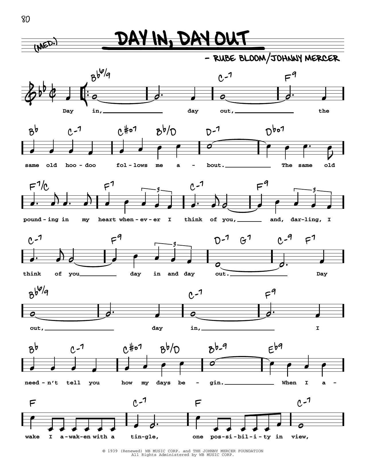 Download Frank Sinatra Day In, Day Out (High Voice) Sheet Music and learn how to play Real Book – Melody, Lyrics & Chords PDF digital score in minutes