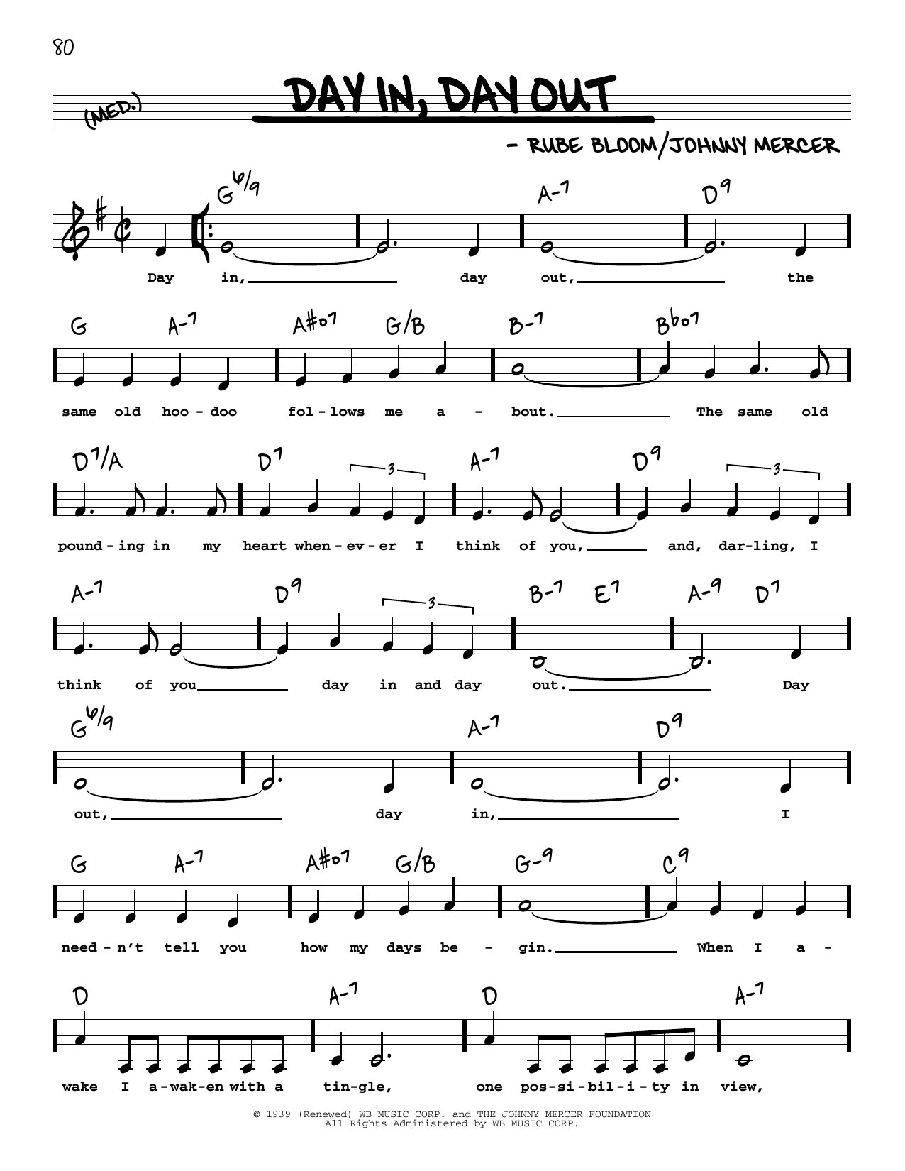 Download Frank Sinatra Day In, Day Out (Low Voice) Sheet Music and learn how to play Real Book – Melody, Lyrics & Chords PDF digital score in minutes