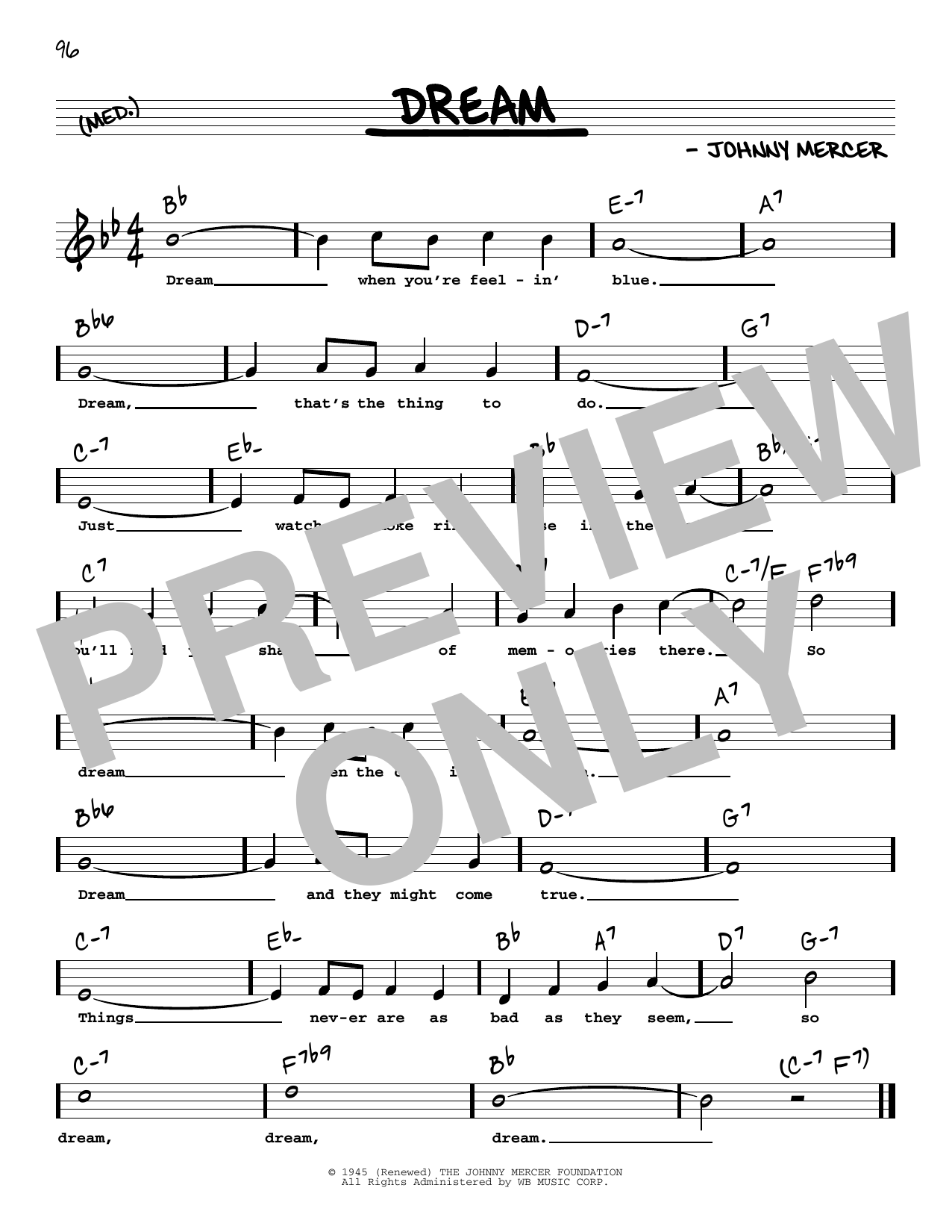 Download Frank Sinatra Dream (High Voice) Sheet Music and learn how to play Real Book – Melody, Lyrics & Chords PDF digital score in minutes