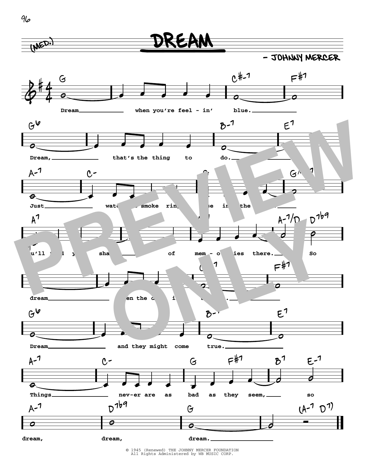 Download Frank Sinatra Dream (Low Voice) Sheet Music and learn how to play Real Book – Melody, Lyrics & Chords PDF digital score in minutes