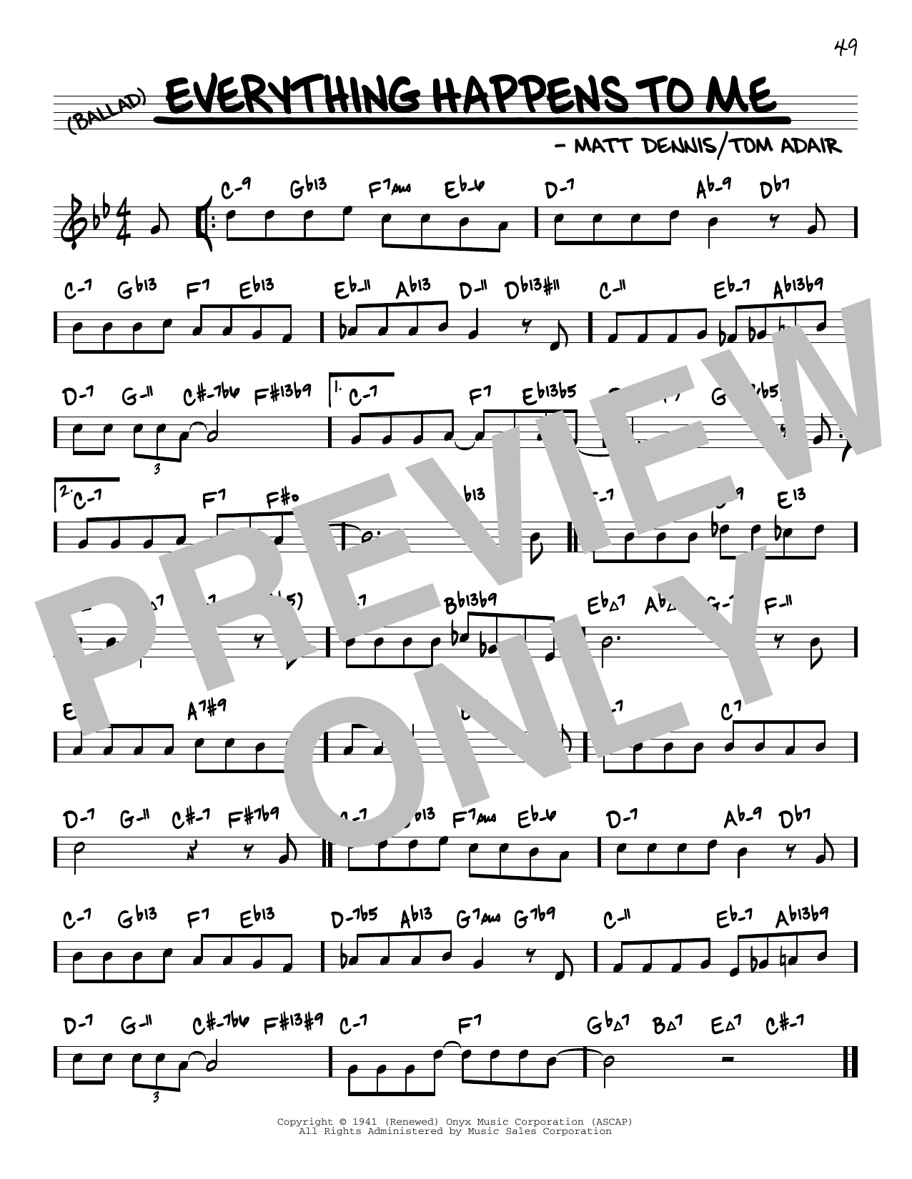 Download Frank Sinatra Everything Happens To Me (arr. David Hazeltine) Sheet Music and learn how to play Real Book – Enhanced Chords PDF digital score in minutes