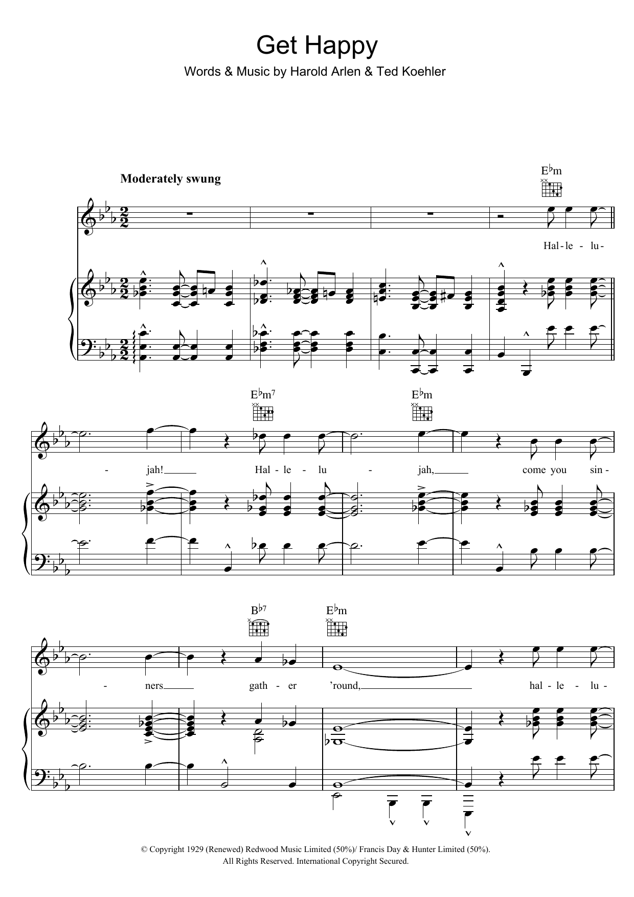 Download Frank Sinatra Get Happy Sheet Music and learn how to play Piano, Vocal & Guitar (Right-Hand Melody) PDF digital score in minutes