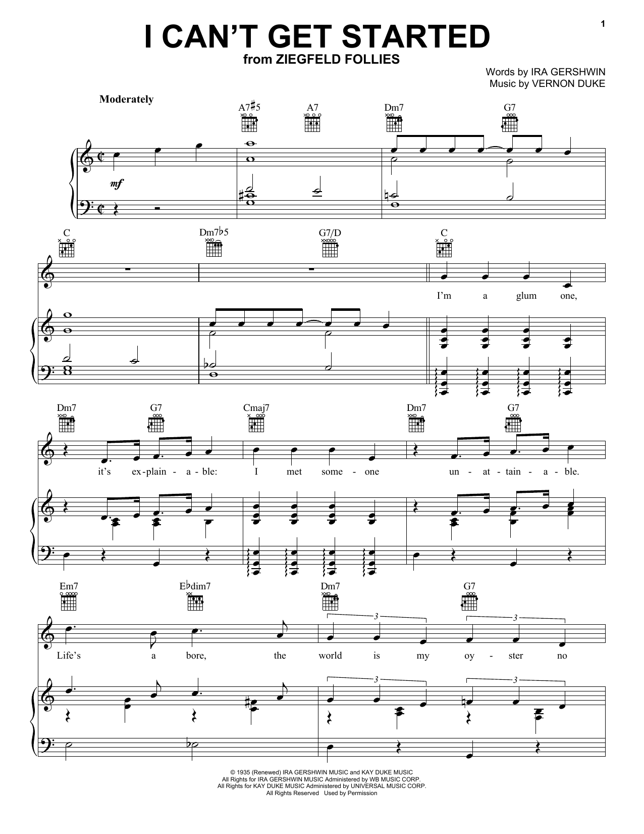 Download Frank Sinatra I Can't Get Started With You Sheet Music and learn how to play Piano, Vocal & Guitar (Right-Hand Melody) PDF digital score in minutes