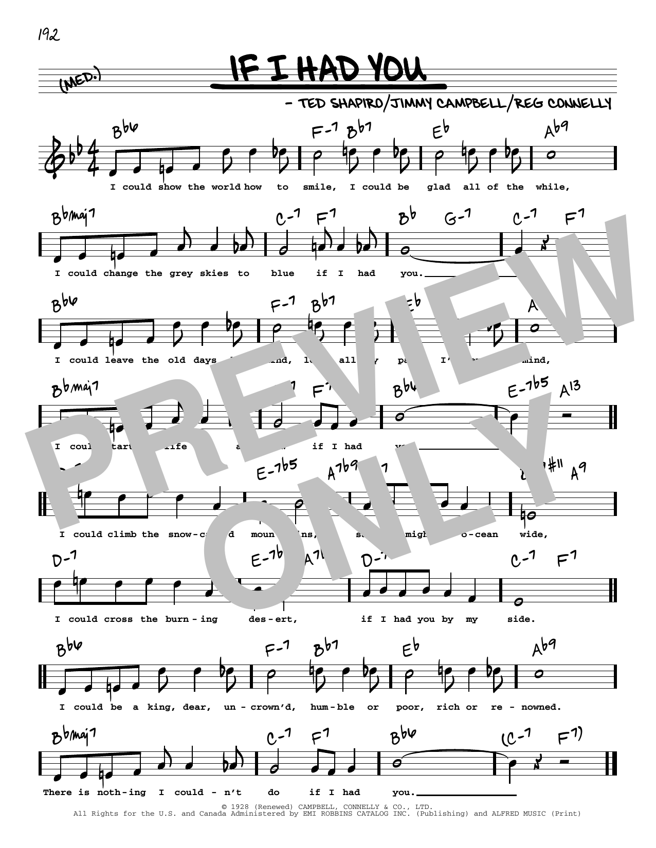 Download Frank Sinatra If I Had You (High Voice) Sheet Music and learn how to play Real Book – Melody, Lyrics & Chords PDF digital score in minutes