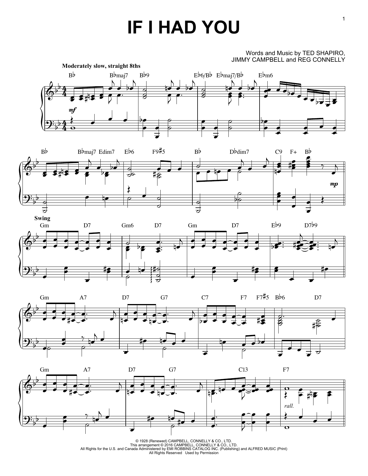 Download Frank Sinatra If I Had You Sheet Music and learn how to play Piano PDF digital score in minutes