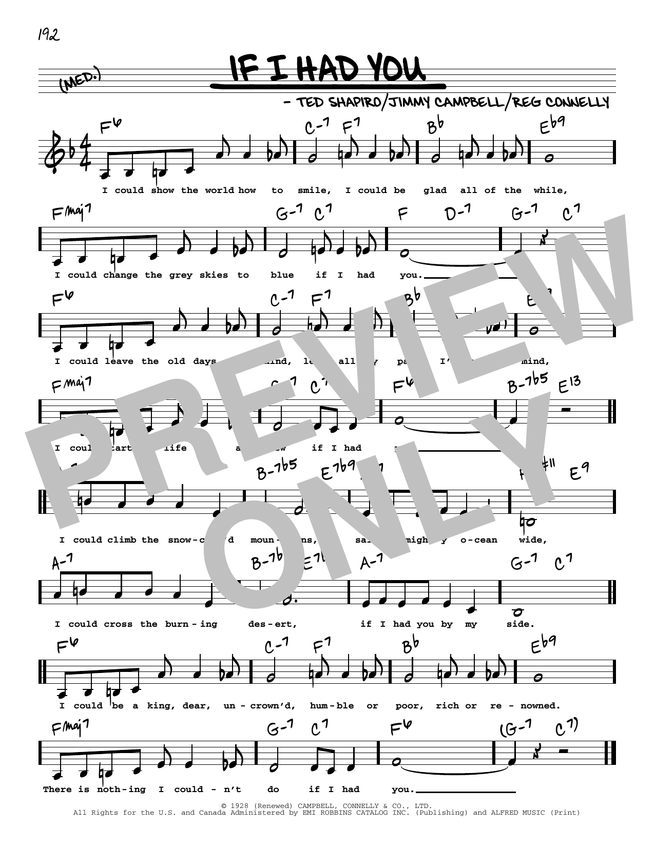 Download Frank Sinatra If I Had You (Low Voice) Sheet Music and learn how to play Real Book – Melody, Lyrics & Chords PDF digital score in minutes