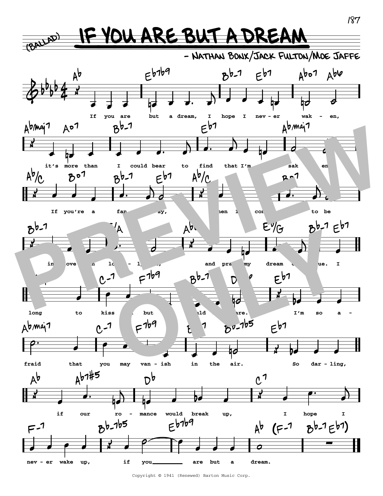 Download Frank Sinatra If You Are But A Dream (Low Voice) Sheet Music and learn how to play Real Book – Melody, Lyrics & Chords PDF digital score in minutes