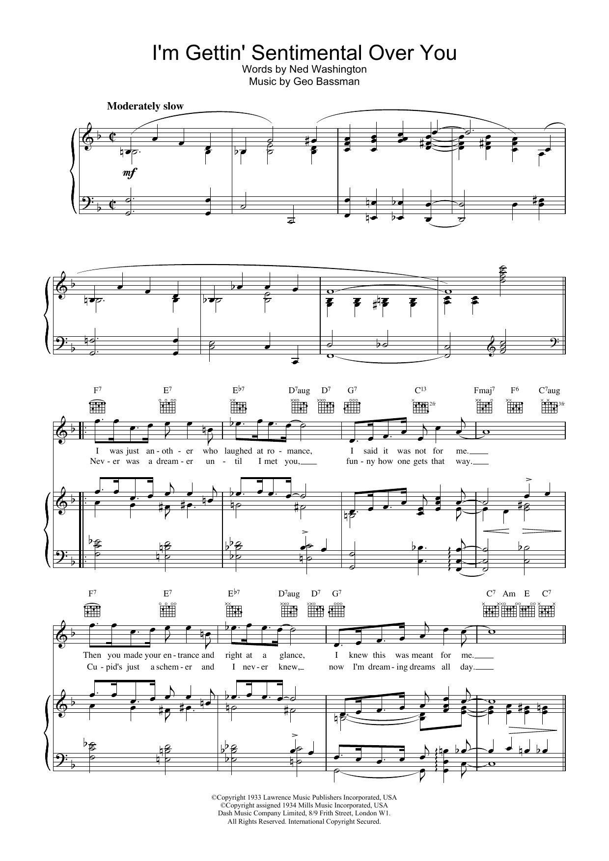 Download Frank Sinatra I'm Gettin' Sentimental Over You Sheet Music and learn how to play Keyboard PDF digital score in minutes