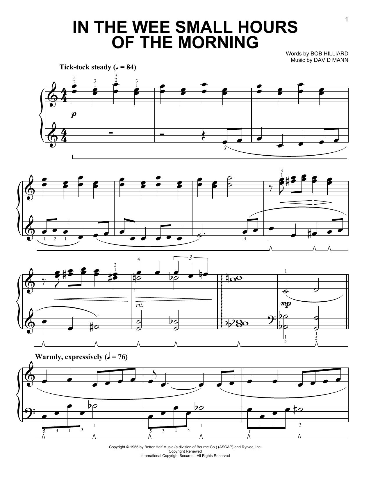 Download Phillip Keveren In The Wee Small Hours Of The Morning Sheet Music and learn how to play Easy Piano PDF digital score in minutes