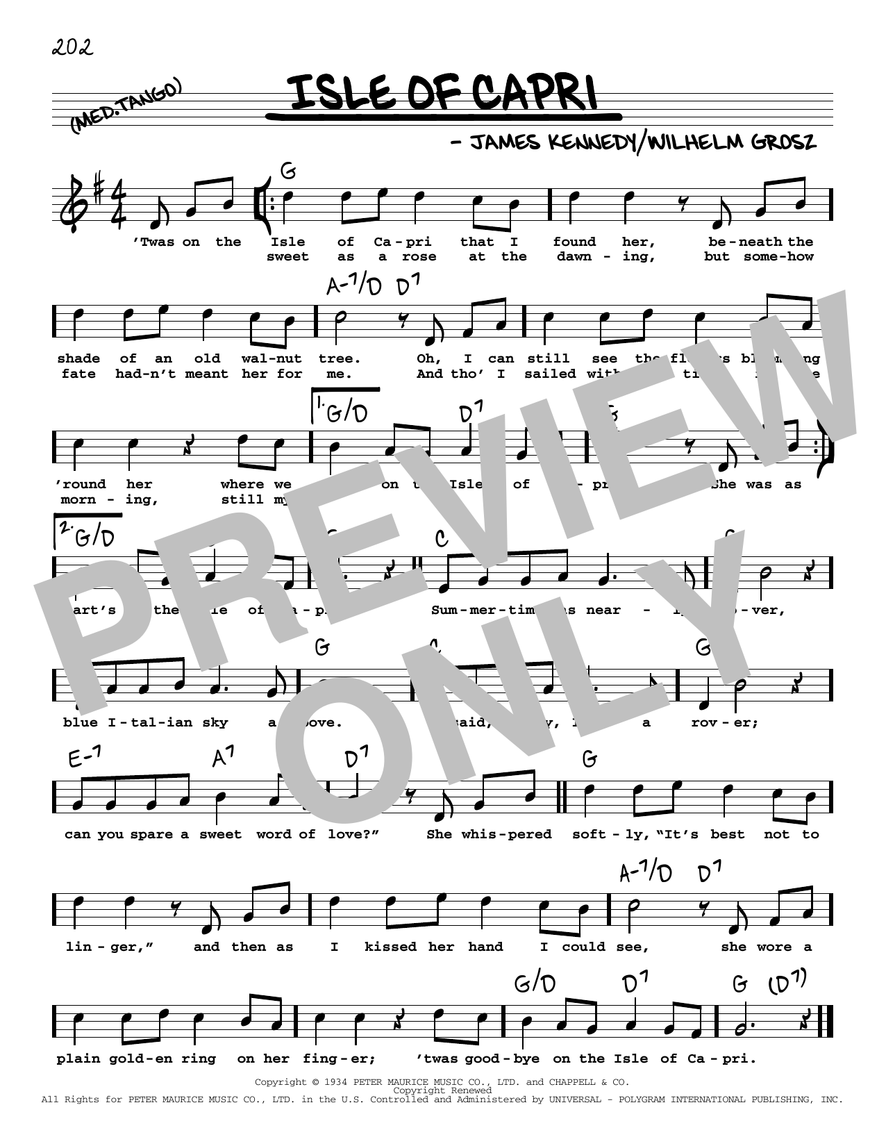 Download Frank Sinatra Isle Of Capri (High Voice) Sheet Music and learn how to play Real Book – Melody, Lyrics & Chords PDF digital score in minutes