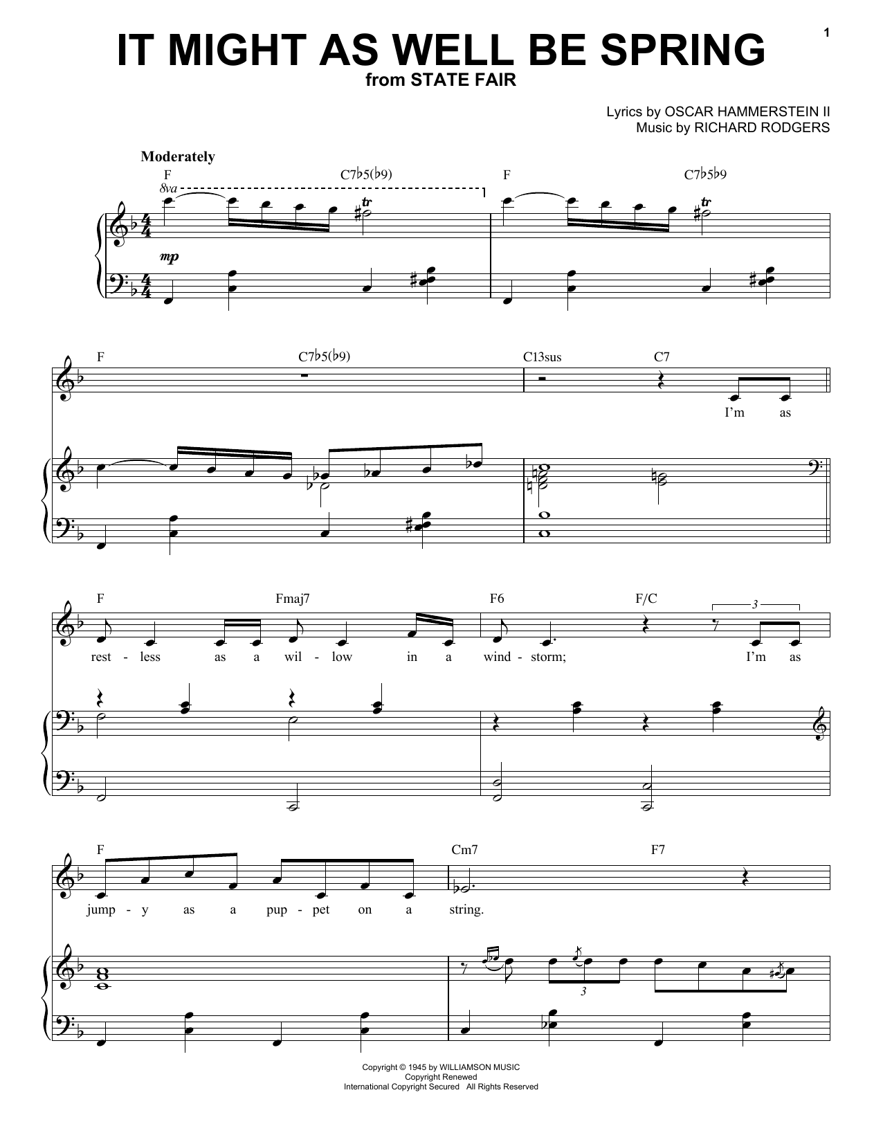 Download Frank Sinatra It Might As Well Be Spring Sheet Music and learn how to play Piano & Vocal PDF digital score in minutes