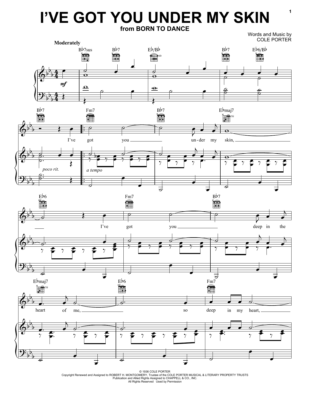 Download Frank Sinatra I've Got You Under My Skin Sheet Music and learn how to play Voice PDF digital score in minutes