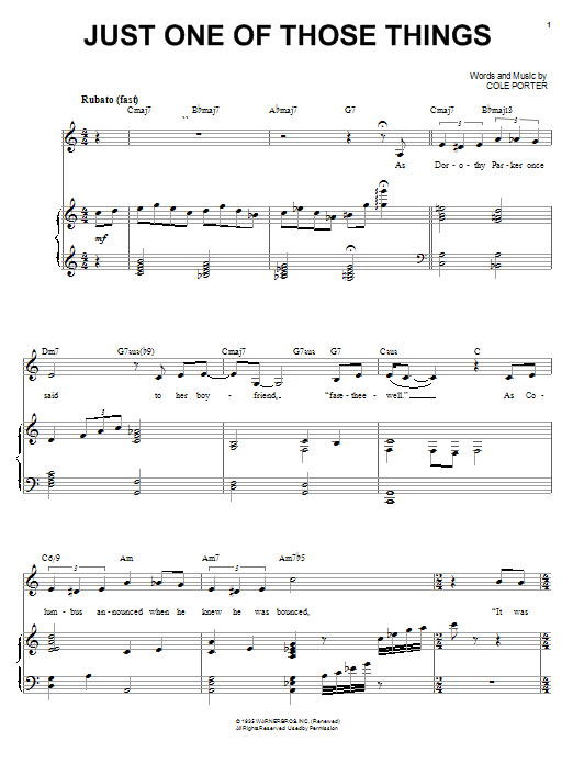 Download Frank Sinatra Just One Of Those Things Sheet Music and learn how to play Piano & Vocal PDF digital score in minutes