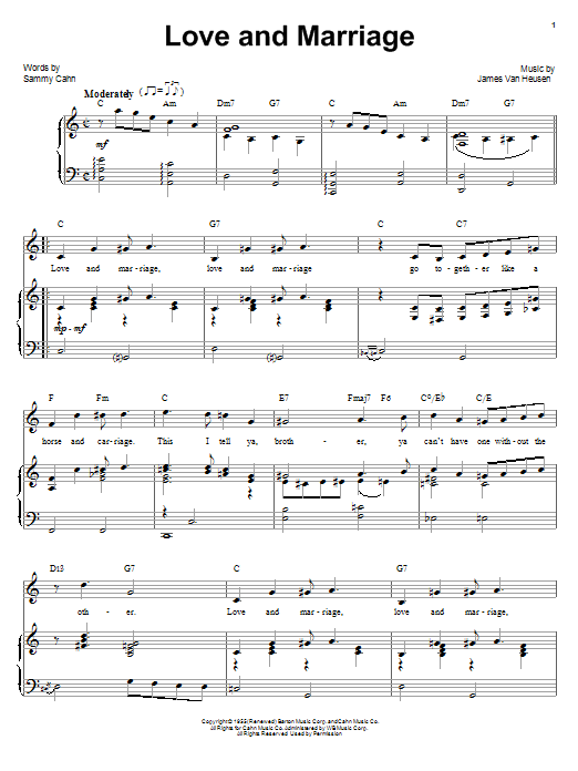 Download Frank Sinatra Love And Marriage Sheet Music and learn how to play Beginner Piano PDF digital score in minutes