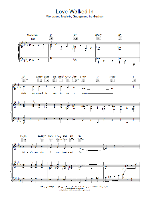 Download Frank Sinatra Love Walked In Sheet Music and learn how to play Piano, Vocal & Guitar (Right-Hand Melody) PDF digital score in minutes